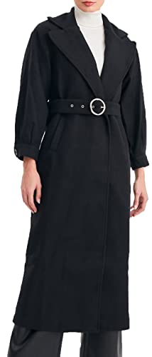 Leif Nelson Mantel Damen schwarzer lang elegant Jacke Winter Trenchcoat Herbst Wollmantel Wintermantel Übergangsjacke Frauen Freizeitjacke Business Größe M von Leif Nelson