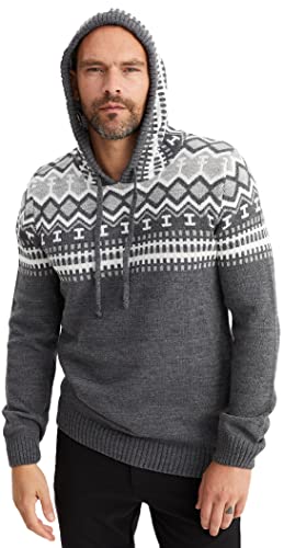 Leif Nelson Norweger Pullover Herren - Männer Strickpullover mit Kapuze S Anthrazit von Leif Nelson