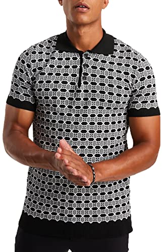 Leif Nelson Poloshirts Herren Sommer T-Shirt Polo Kragen aus Feinstrick Basic Männer Shirt Kurzarm Jungen Kurzarmshirts LN20771 Schwarz Ecru Größe L von Leif Nelson