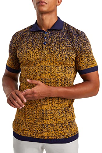 Leif Nelson Poloshirts Herren Sommer T-Shirt Polo Kragen aus Feinstrick Basic Männer Shirt Kurzarm Jungen Kurzarmshirts LN20772 Blau Camel Größe L von Leif Nelson