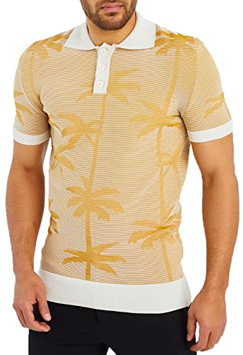 Leif Nelson Poloshirts Herren Sommer T-Shirt Polo Kragen aus Feinstrick Basic Männer Shirt Kurzarm Jungen Kurzarmshirts LN20773 Beige/Camel Größe S von Leif Nelson