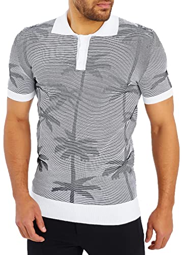 Leif Nelson Poloshirts Herren Sommer T-Shirt Polo Kragen aus Feinstrick Basic Männer Shirt Kurzarm Jungen Kurzarmshirts LN20773 Ecru/Schwarz Größe M von Leif Nelson