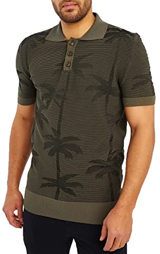 Leif Nelson Poloshirts Herren Sommer T-Shirt Polo Kragen aus Feinstrick Basic Männer Shirt Kurzarm Jungen Kurzarmshirts LN20773 Khaki/Schwarz Größe L von Leif Nelson