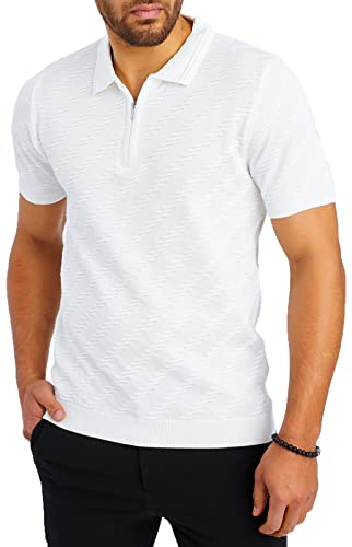 Leif Nelson Poloshirts Herren Sommer T-Shirt Polo Kragen aus Feinstrick Basic Männer Shirt Kurzarm Jungen Kurzarmshirts LN7605 Weiß/Ecru Größe M von Leif Nelson