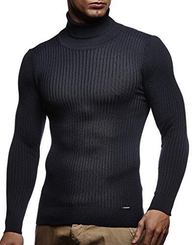 Leif Nelson Rollkragenpullover Herren Blau S Strickpullover - Cooler Männer Pullover Rollkragen - Dünner Männer Strick Pullover Winter & Sommer von Leif Nelson