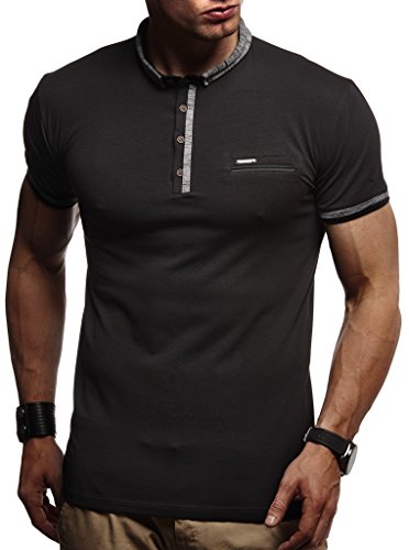 Leif Nelson Sommer Poloshirt Kurzarm Herren T-Shirt Kragen (Schwarz, Größe M) - Coole Männer Poloshirts lang Baumwolle - Polo Shirt for Men Tshirt von Leif Nelson