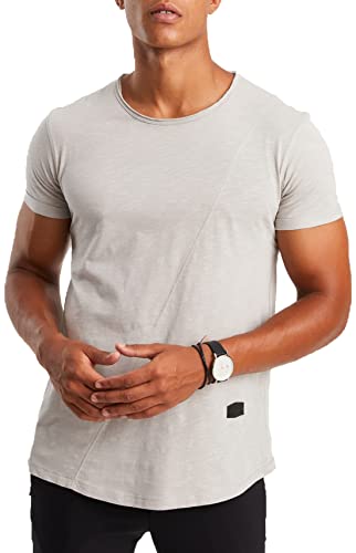 Leif Nelson T-Shirt Herren Sommer Rundhals-Ausschnitt 100% Baumwolle (Grau, Größe L) Regular Fit Herren-T-Shirt Rundkragen, Basic Männer T-Shirt Kurzarm von Leif Nelson