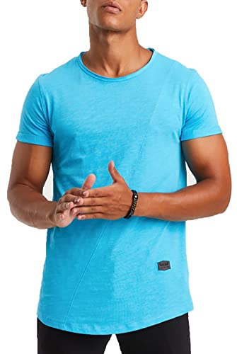 Leif Nelson T-Shirt Herren Sommer Rundhals-Ausschnitt 100% Baumwolle (Blau, Größe M) Regular Fit Herren-T-Shirt Rundkragen, Basic Männer T-Shirt Kurzarm von Leif Nelson