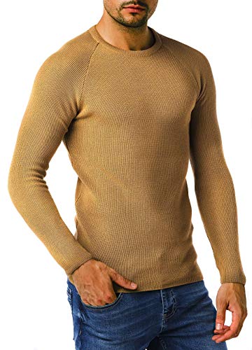 Leif Nelson Strickpullover Herren Rundhals (Beige, Größe XL) - Dünner Männer Strick Pullover für Winter & Sommer - Coole Crewneck Männer Pullover von Leif Nelson