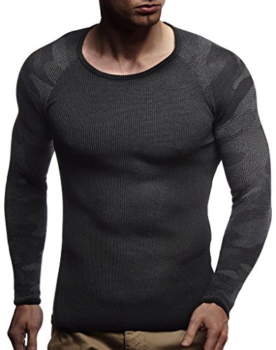 Leif Nelson Strickpullover Herren Rundhals (Schwarz, Größe XL) - Dünner Männer Strick Pullover für Winter & Sommer - Coole Crewneck Männer Pullover von Leif Nelson