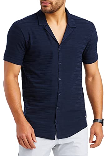 Leif Nelson T-Shirt Herren Rundhals Ausschnitt Baumwolle-Anteil Sommer Basic Männer Shirt Crew Neck Jungen Kurzarmshirt O-Neck Kurzarm Sleeve LN55515 Blau Größe S von Leif Nelson