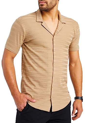 Leif Nelson T-Shirt Herren Rundhals Ausschnitt Baumwolle-Anteil Sommer Basic Männer Shirt Crew Neck Jungen Kurzarmshirt O-Neck Kurzarm Sleeve LN55515 Braun Größe L von Leif Nelson