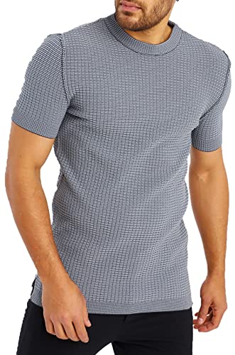 Leif Nelson T-Shirt Herren Rundhals Ausschnitt Sommer Feinstrick Basic Männer Shirt Crew Neck Jungen Kurzarmshirt O-Neck Kurzarm Sleeve LN20769 Grau Größe L von Leif Nelson