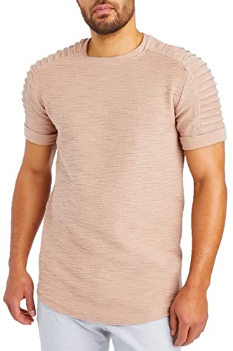 Leif Nelson T-Shirt Herren Sommer Rundhals-Ausschnitt (Beige, Größe XL), Regular Fit Herren-T-Shirt 100% Baumwolle, Casual Basic Männer T-Shirt Kurzarm von Leif Nelson