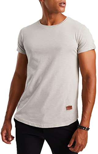 Leif Nelson T-Shirt Herren Sommer Rundhals-Ausschnitt (Grau, Größe M), Regular Fit Herren-T-Shirt 100% Baumwolle, Casual Basic Männer T-Shirt Kurzarm von Leif Nelson