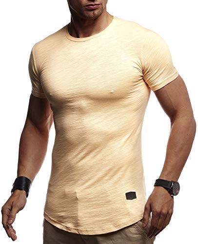 Leif Nelson T-Shirt Herren Sommer Rundhals-Ausschnitt (Orange, Größe XXL), Regular Fit Herren-T-Shirt Baumwolle, Basic Männer T-Shirt Kurzarm von Leif Nelson