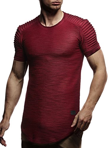 Leif Nelson T-Shirt Herren Sommer Rundhals-Ausschnitt (Rot, Größe L), Regular Fit Herren-T-Shirt 100% Baumwolle, Casual Basic Männer T-Shirt Kurzarm von Leif Nelson