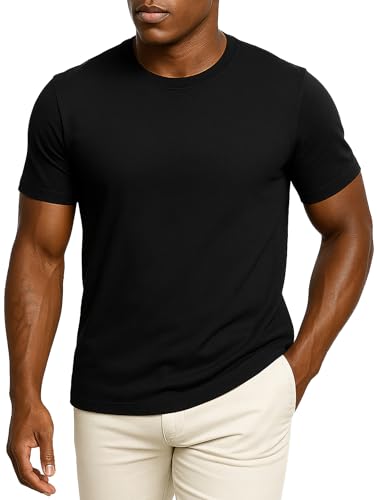 Leif Nelson T-Shirt Herren Sommer Rundhals-Ausschnitt (Schwarz, Größe S), Regular Fit Herren-T-Shirt 100% Baumwolle, Casual Basic Männer T-Shirt Kurzarm von Leif Nelson