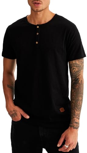Leif Nelson T-Shirt Herren Sommer Rundhals-Ausschnitt (Schwarz, Größe XL), Regular Fit Herren-T-Shirt 100% Baumwolle, Casual Basic Männer T-Shirt Kurzarm von Leif Nelson