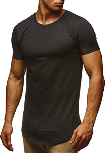 Leif Nelson T-Shirt Herren Sommer Rundhals-Ausschnitt (Schwarz, Größe XXL), Regular Fit Herren-T-Shirt 100% Baumwolle, Basic Männer T-Shirt Kurzarm von Leif Nelson