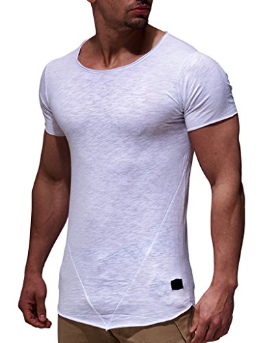 Leif Nelson T-Shirt Herren Sommer Rundhals-Ausschnitt (Weiß, Größe L), Regular Fit Herren-T-Shirt 100% Baumwolle, Casual Basic Männer T-Shirt Kurzarm von Leif Nelson