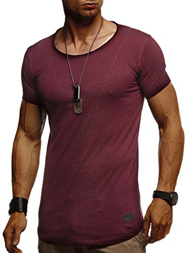 Leif Nelson T-Shirt Herren Sommer Rundhals-Ausschnitt 100% Baumwolle (Rot, Größe M) Regular Fit Herren-T-Shirt Rundkragen, Basic Männer T-Shirt Kurzarm von Leif Nelson