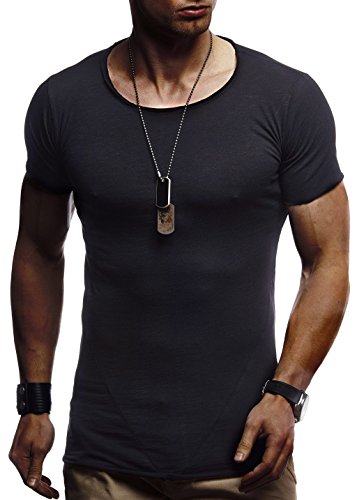 Leif Nelson T-Shirt Herren Sommer mit Rundhals-Ausschnitt (Schwarz, Größe XXL), Regular Fit Herren-T-Shirt aus 100% Baumwolle, Basic Männer T-Shirt von Leif Nelson