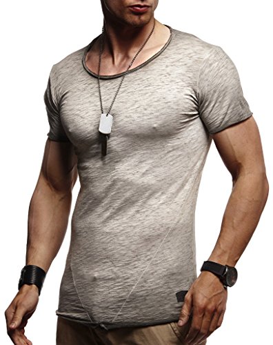 Leif Nelson T-Shirt Herren Sommer Rundhals-Ausschnitt (Grau, Größe S), Regular Fit Herren-T-Shirt 100% Baumwolle, Casual Basic Männer T-Shirt Kurzarm von Leif Nelson