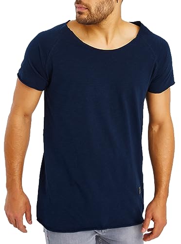 Leif Nelson T-Shirt Herren Sommer Rundhals-Ausschnitt (Blau, Größe S), Regular Fit Herren-T-Shirt 100% Baumwolle, Casual Basic Männer T-Shirt Kurzarm von Leif Nelson