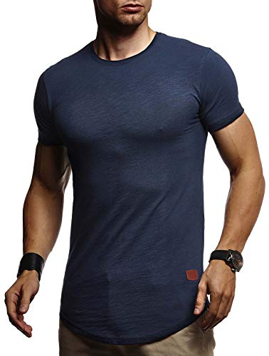 Leif Nelson T-Shirt Herren Sommer Rundhals-Ausschnitt (Dunkel Blau, Größe M), Regular Fit Herren-T-Shirt 100% Baumwolle, Basic Männer T-Shirt Kurzarm von Leif Nelson