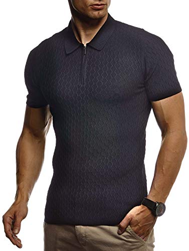 Leif Nelson Sommer Poloshirt Kurzarm Herren T-Shirt Kragen (Schwarz, Größe XL) - Casual Männer Poloshirts lang Feinstrick - Polo Shirt for Men Tshirt von Leif Nelson