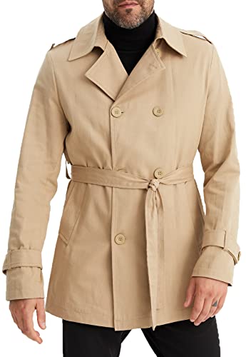 Leif Nelson Trenchcoat Herren Kurze Jacke Kurzmantel Slim Fit Business Übergangsjacke Männer Mantel Sommer Lange Freizeitjacke Frühling Herbst Größe L Braun von Leif Nelson