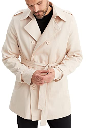 Leif Nelson Trenchcoat Herren Kurze Jacke Kurzmantel Slim Fit Business Übergangsjacke Männer Mantel Sommer Lange Freizeitjacke Frühling Herbst Größe XL Beige von Leif Nelson