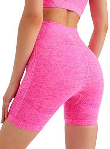 Leif Nelson Kurze Radlerhose Damen Leggings Booty Shorts high Waist Trainingshose Sport Leggins Gym Seamless Sporthose Blickdicht Sportleggings Yoga Fitnesshose für Gym Workout Rosa Large von Leif Nelson