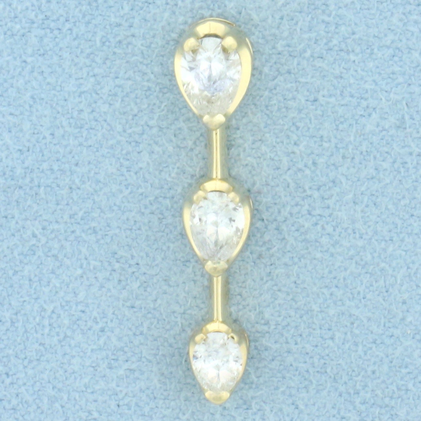 1Ct Pear 3 Stein Diamant Anhänger in 14K Gelbgold von LeifJewelryCo