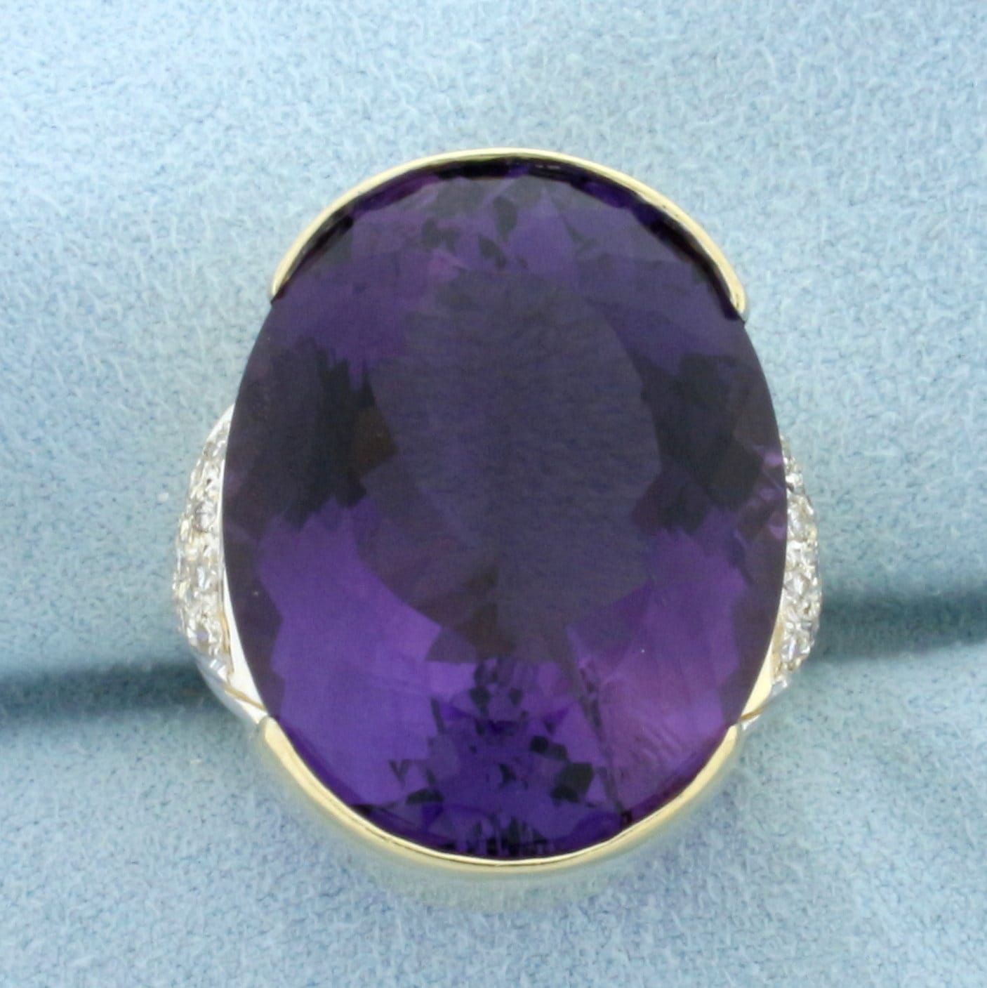 30Ct Amethyst Und Diamant Statement Ring in 14K Gelbgold von LeifJewelryCo