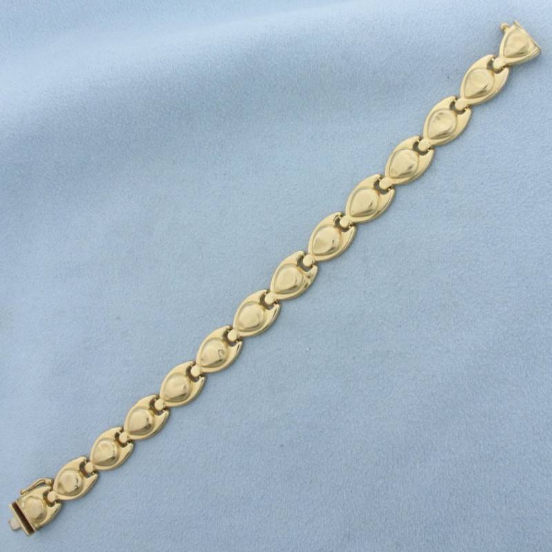 Vintage Puffy Gliederarmband Aus 585Er Gelbgold von LeifJewelryCo