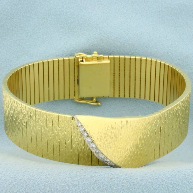Designer Einzigartige Matt Finish Diamant Armband in 18K Gelbgold von LeifJewelryCo