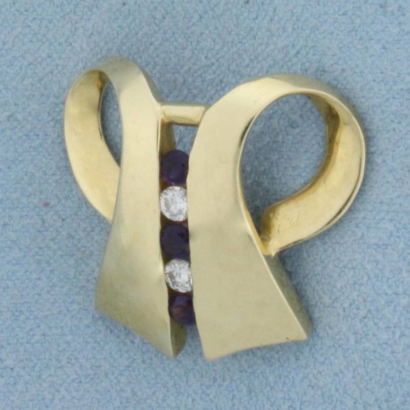 Designer Diamant Und Amethyst Anhänger in 585Er Gelbgold von LeifJewelryCo