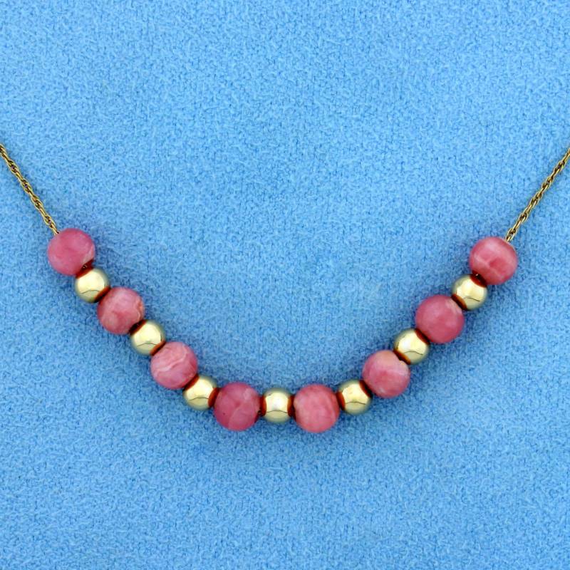 Morganit Und Kugel Perlenkette in 14K Gelbgold von LeifJewelryCo