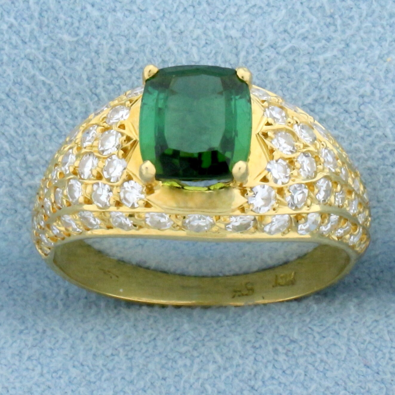 Tsavorit Granat Und Diamant Ring in 18K Gelbgold von LeifJewelryCo