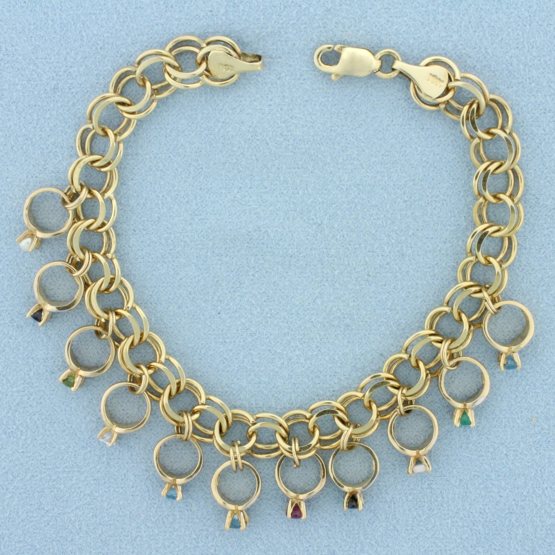 Unikat Ringe Charm Armband in 10K Gelbgold von LeifJewelryCo