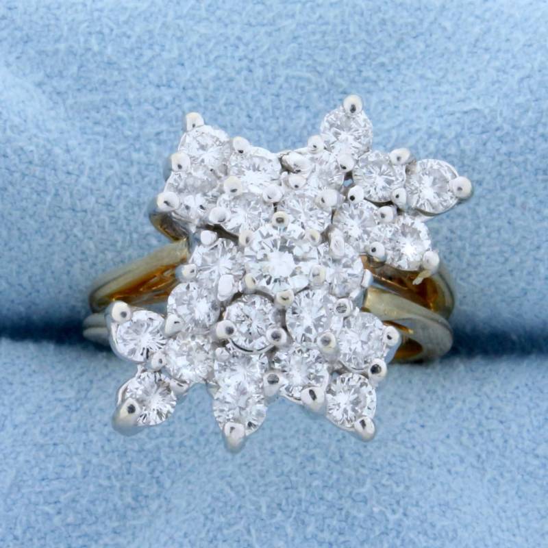 Vintage Diamant Cocktail Ring in 585Er Gelbgold von LeifJewelryCo
