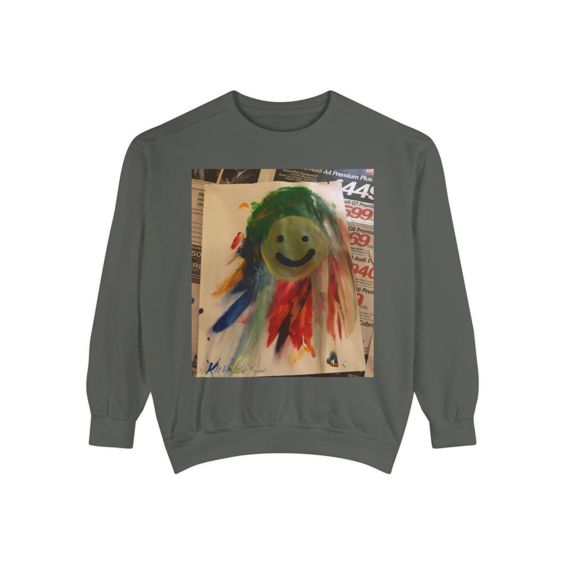 Unisex Smiley Paint Garment-Dyed Sweatshirt von LeighFWD