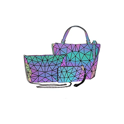 Leikance PU Geometrische leuchtende Handtasche, Schultertasche, Crossbody-Tasche Damen, holografisch, reflektierend von Leikance
