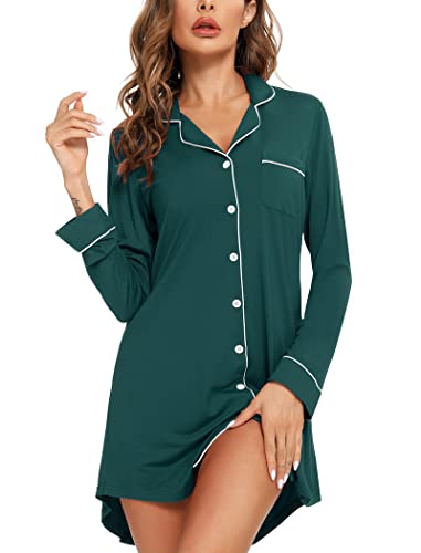 Leikar Umstandsnachthemd für Damen, Still-Pyjama, langärmelig, langärmelig, Grün, Größe M von Leikar
