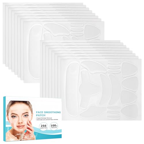 256 Stück Gesichtsfalten Entferner Streifen, Anti Falten Pflaster Wrinkle Patch Wiederverwendbare Klare Natürliche Face Lifting Tape zum Glätten von Augen Mund oder für Gesicht 16 Blätter von Leikedun