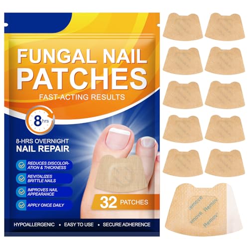 32 Stück Zehennagel Korrektur Patch, Spaltnagelreparatur Stärkende Nägel, Zehennagel Behandlung, Nagelgraben Reparaturpflaster für Beschädigte Nägel und das Erscheinungsbild Verfärbter Nägel von Leikedun