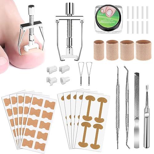 Eingewachsene Zehennägel Set, Zehennagel Korrektur Patch, Korrektor Pediküre, Eingewachsen Zehennägel Streifen, Edelstahl Fusspflege Set Professionell für Paronychie Eingewachsene Fußnägel von Leikedun