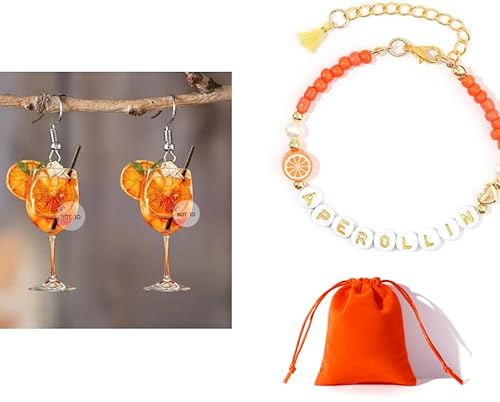 Leikedun Aperol Geschenke Frau,1 Stück Armband Aperollin und 2 Stück Aperol Weinglas Ohrringe,Aperol Deko für Sommer Geburtstag Party Leikedun Aperol Geschenke Frau,1 Stück Armband Aperollin und 2 Stück Aperol Weinglas Ohrringe,Aperol Deko für Sommer Geburtstag Party von Leikedun